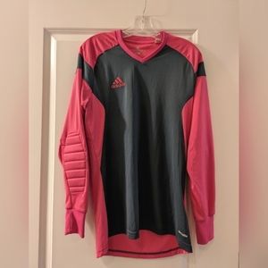 Adidas Pink and Gray Climalite Goalie Long Sleeve Jersey Small